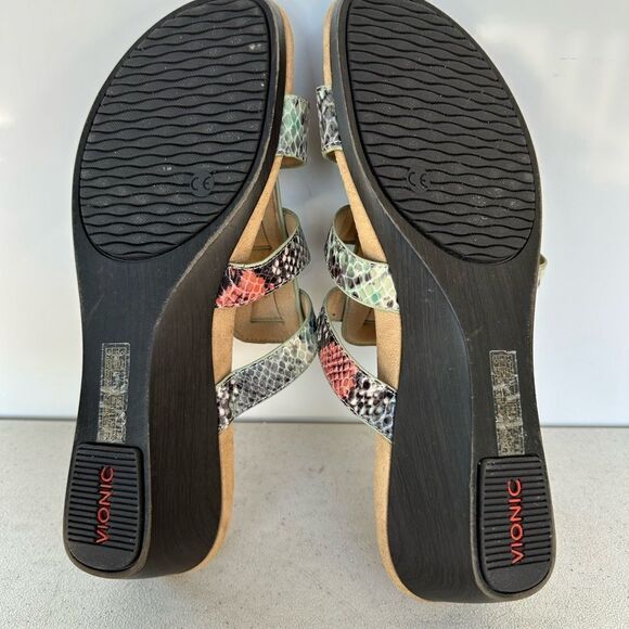 Vionic Radia Multicolored Snake Print Adjustable Wedge Slides Sandals Size10 - Picture 7 of 7